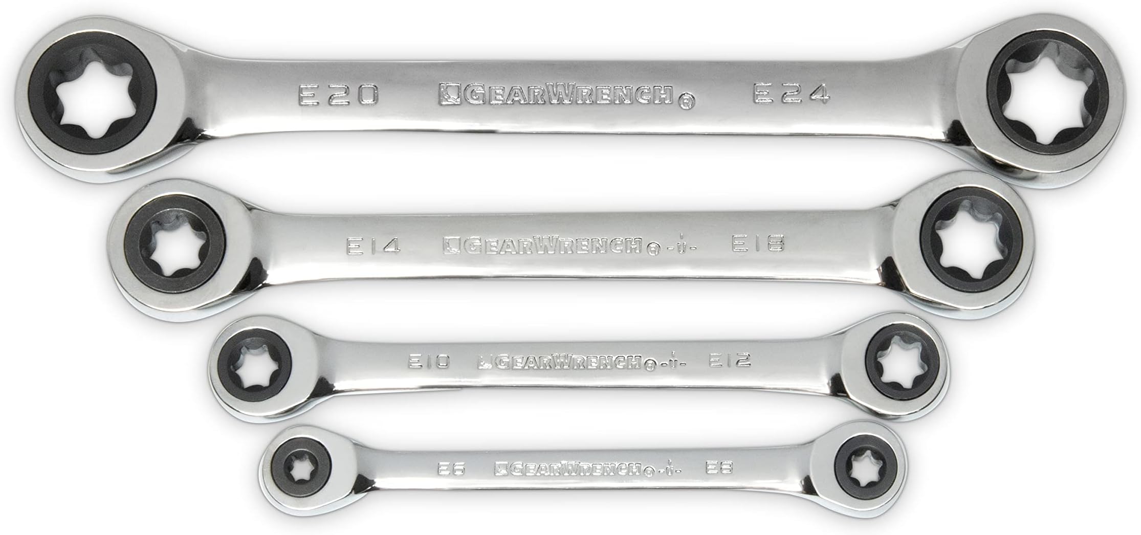 GearWrench 4 Pc. Double Box Ratcheting E-Torx Wrench Set - 9224D,Silver