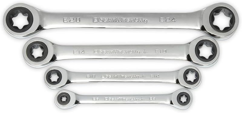 GEARWRENCH Juego de llaves E-Torx de trinquete de caja doble de 4 piezas | 9224D
