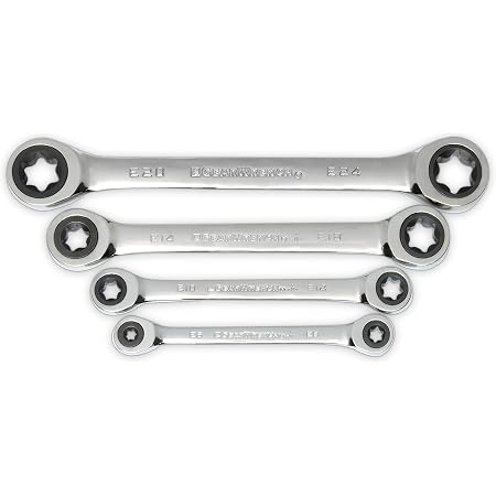4-teiliger Stern-/Torx-Schlüssel-Satz E6–E24 – Chrom-Vanadium-Stahl, In Werkzeugrolle, Für Profis & Heimwerker