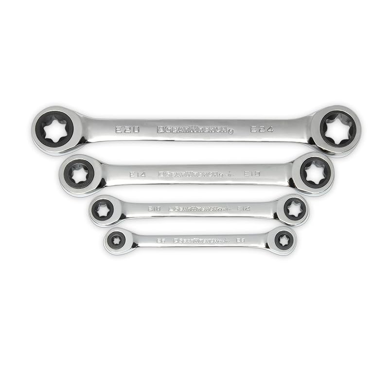 GEARWRENCH Jogo de Chaves Estrela E-Torx com Catraca e Cabeças Duplas, 4 Peças, 9224D
