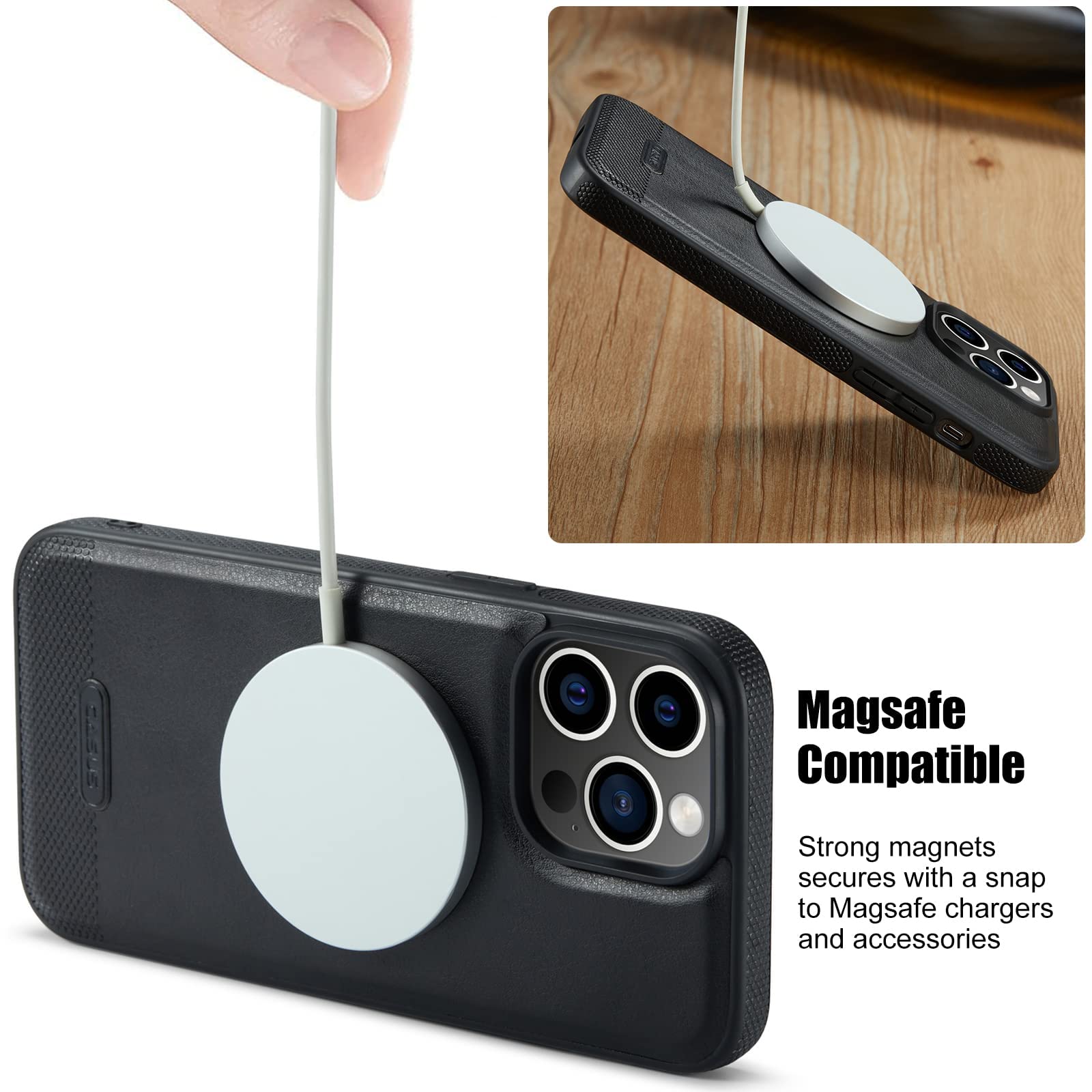 Cover in Eco Pelle Marrone per iPhone 14 Pro Max + Supporto MagSafe - LeatherSoft PRO