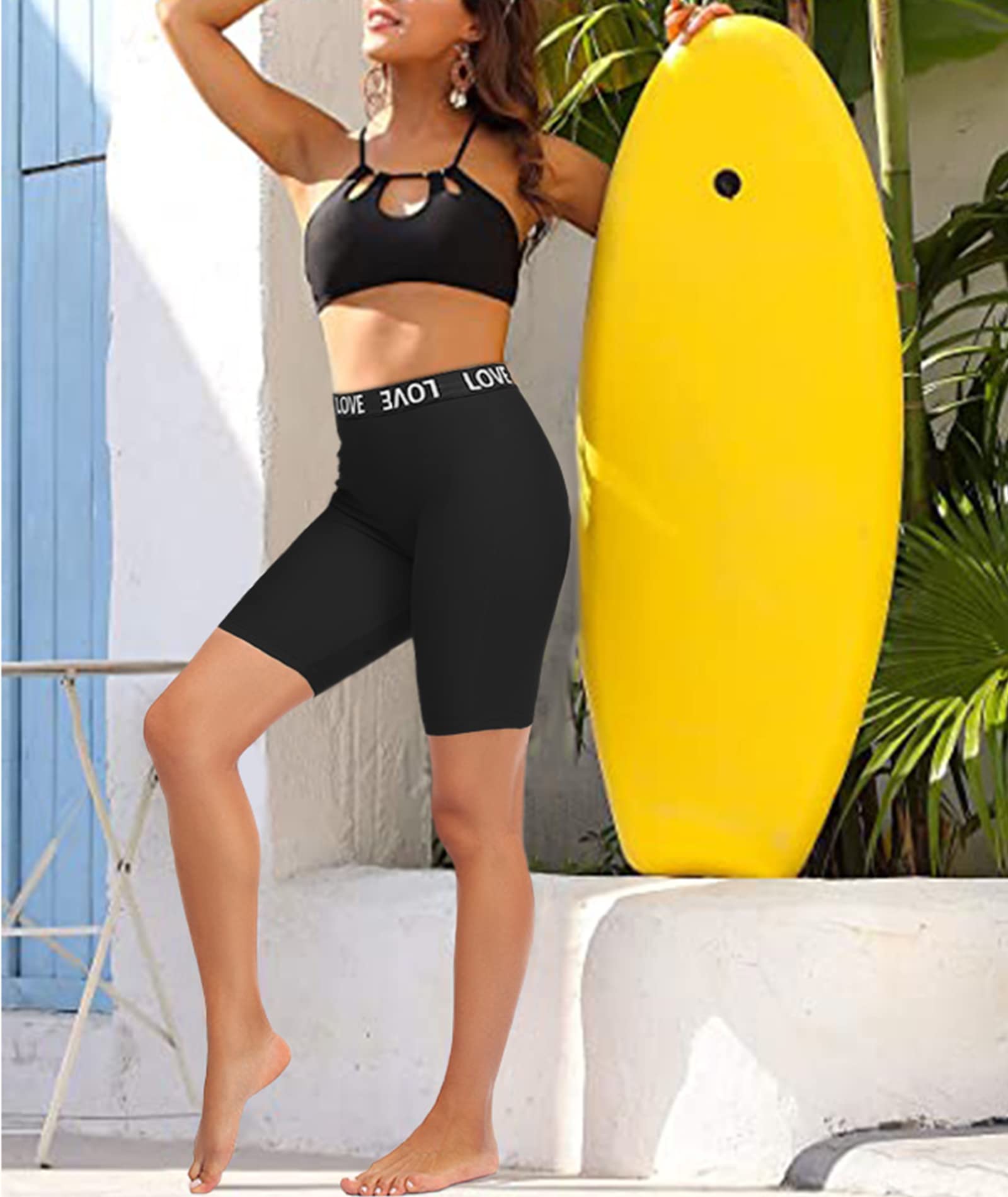 Urchics Pantalones de natación para mujer, talla grande, cintura alta, pantalones cortos de natación