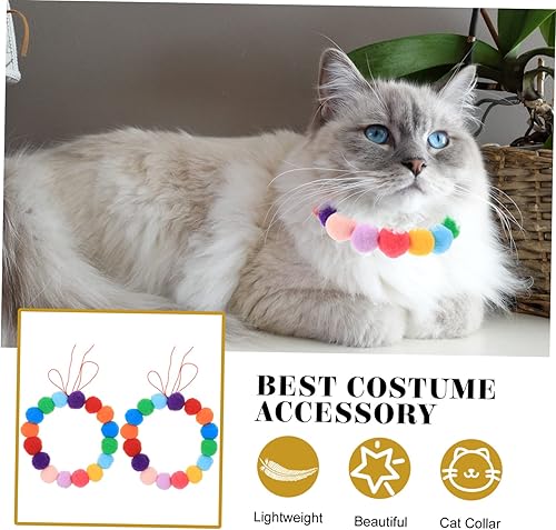 Miniatura 8 de iplusmile Collar para mascotas Adorno al aire libre Collar de Navidad para mascotas Encantador Collar de gato Decoración de para Exteriores Pom Pom