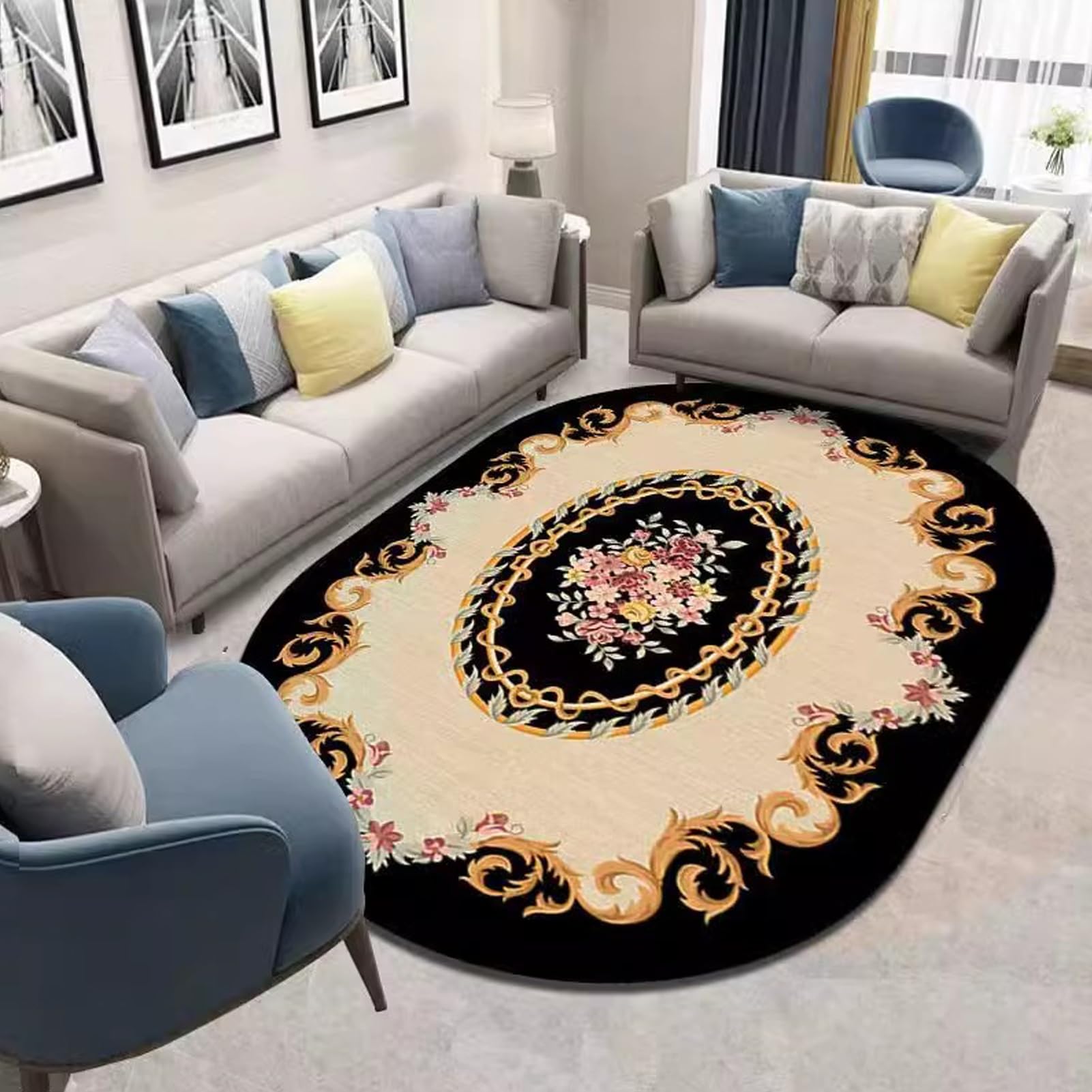 Tapis ovale style vintage : l'esprit rétro pour une maison douce et accueillante