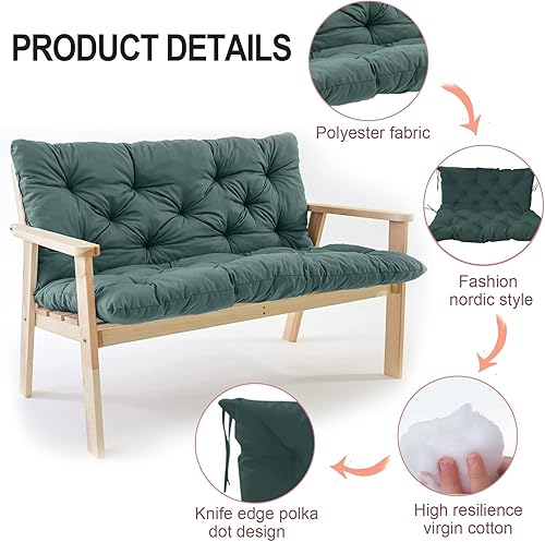 Miniatura 4 de Cojín de asiento de repuesto para columpio de 2/3 asientos, con respaldo y correas, antideslizante, protección solar, para el hogar, jardín, patio,