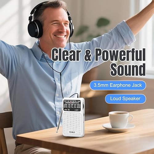 Miniatura 4 de PRUNUS J-211 Portable Radio AM FM with USB Charging and AA Battery Operated, Transistor Radio, Strong Reception& Clear Speaker, Headphone Jack, Back
