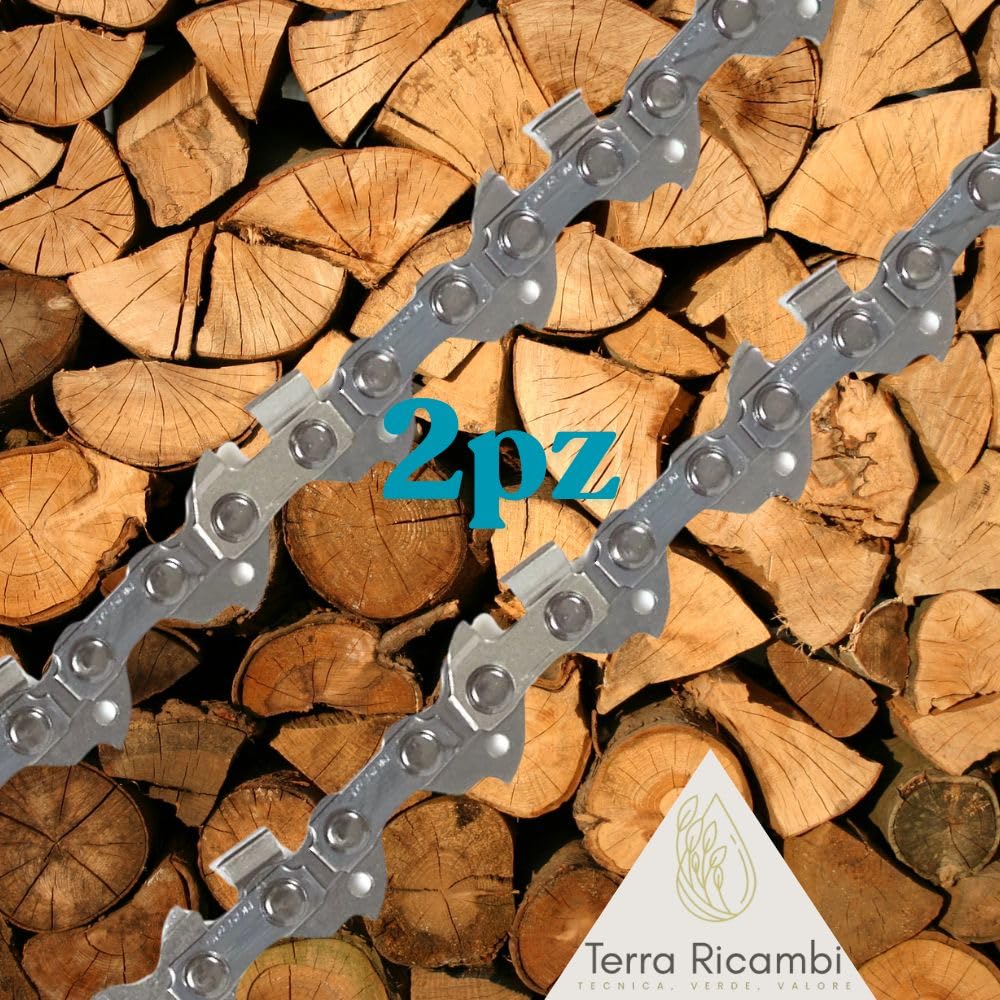 Set 2 Catene Motosega 72 Maglie - passo 325” spessore 1.5mm – per Barra 45cm/18" – Basso Contraccolpo, Alta Durata – Qualità Tedesca Terra Ricambi – Per Uso Agricolo, Forestale e Fai da te.