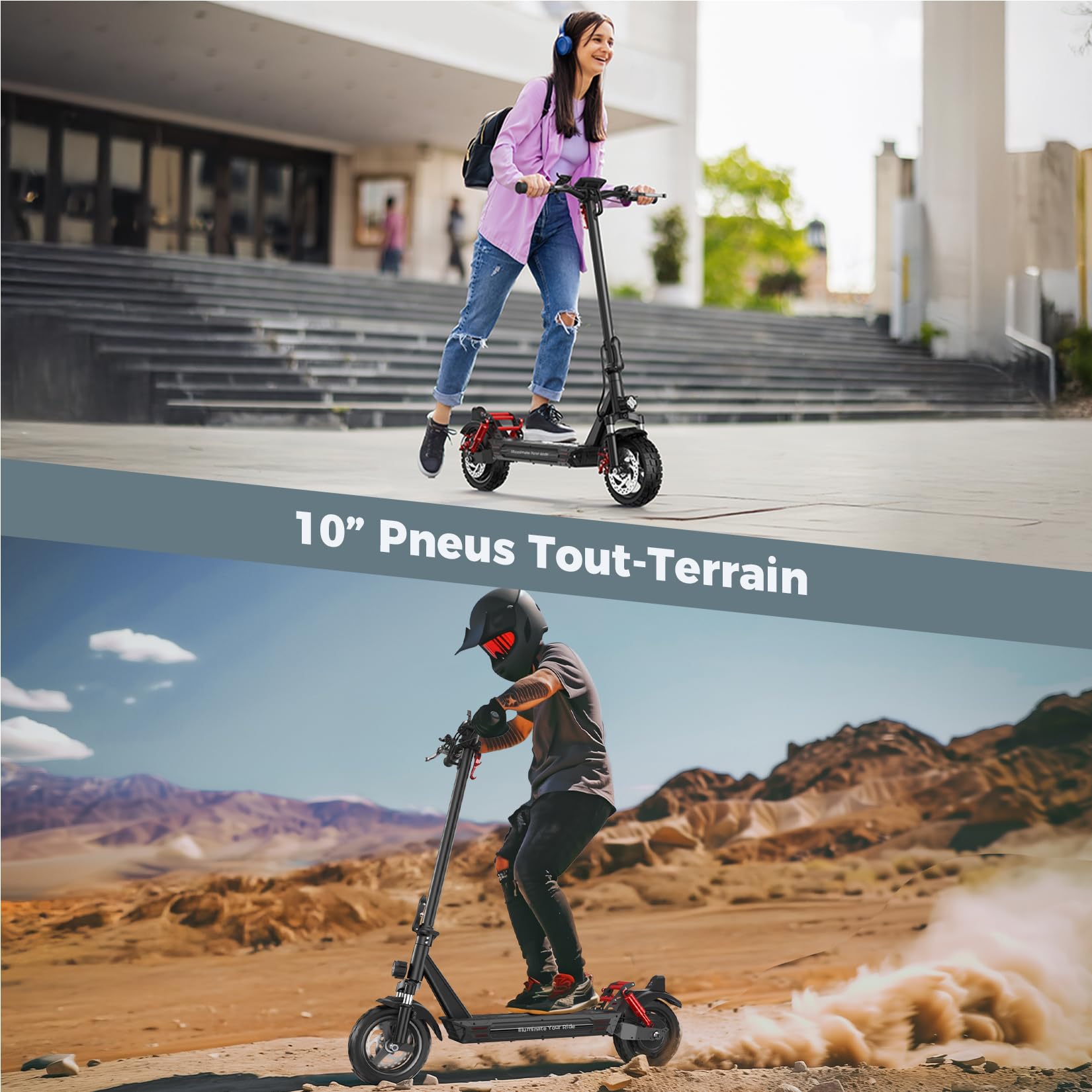 iScooter Trottinette électrique pour Adulte 10" avec serrures électroniques, autonomie 40-45 km, Max 25 km/h, contrôle app, Trottinette électrique Adulte Pliable, Charge 150 kg, Sac