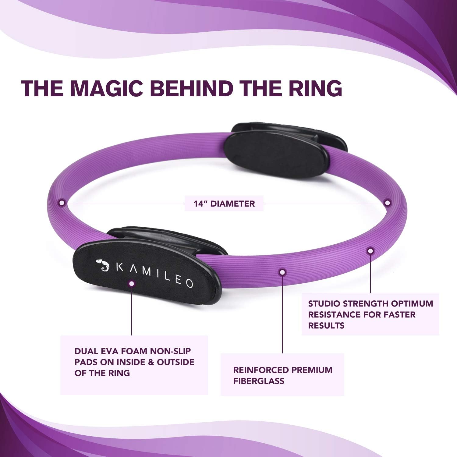 Kamileo Pilates Ring, Full Body Toning Magic Circle with Exercise Poster, High Resistance Fitness Ring for Strength Flexibility Posture Sculpting…