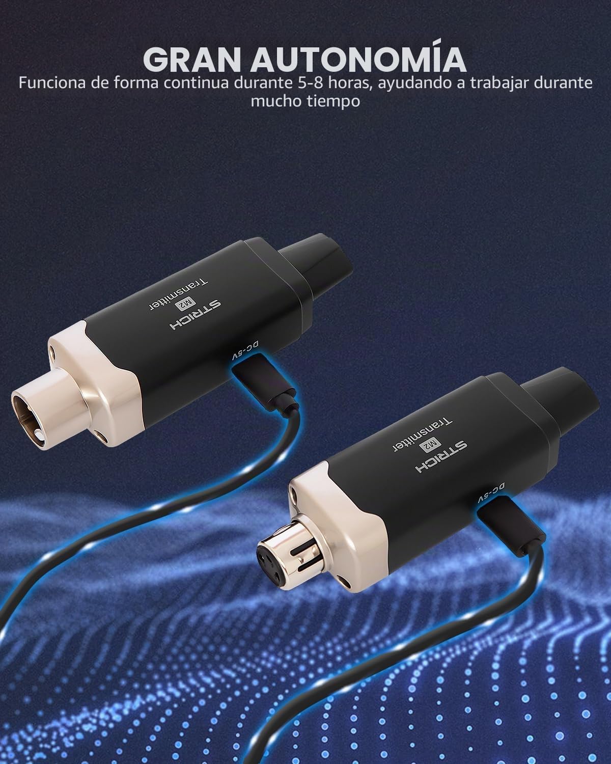 Strich M2 Sistema de Micrófono Inalámbrico UHF, Adaptador de Micrófono XLR con 16 Canales, Compatible con Alimentación de Energía Fantasma de 9-24V, Compatible con Mezclador de Audio y Altavoz PA