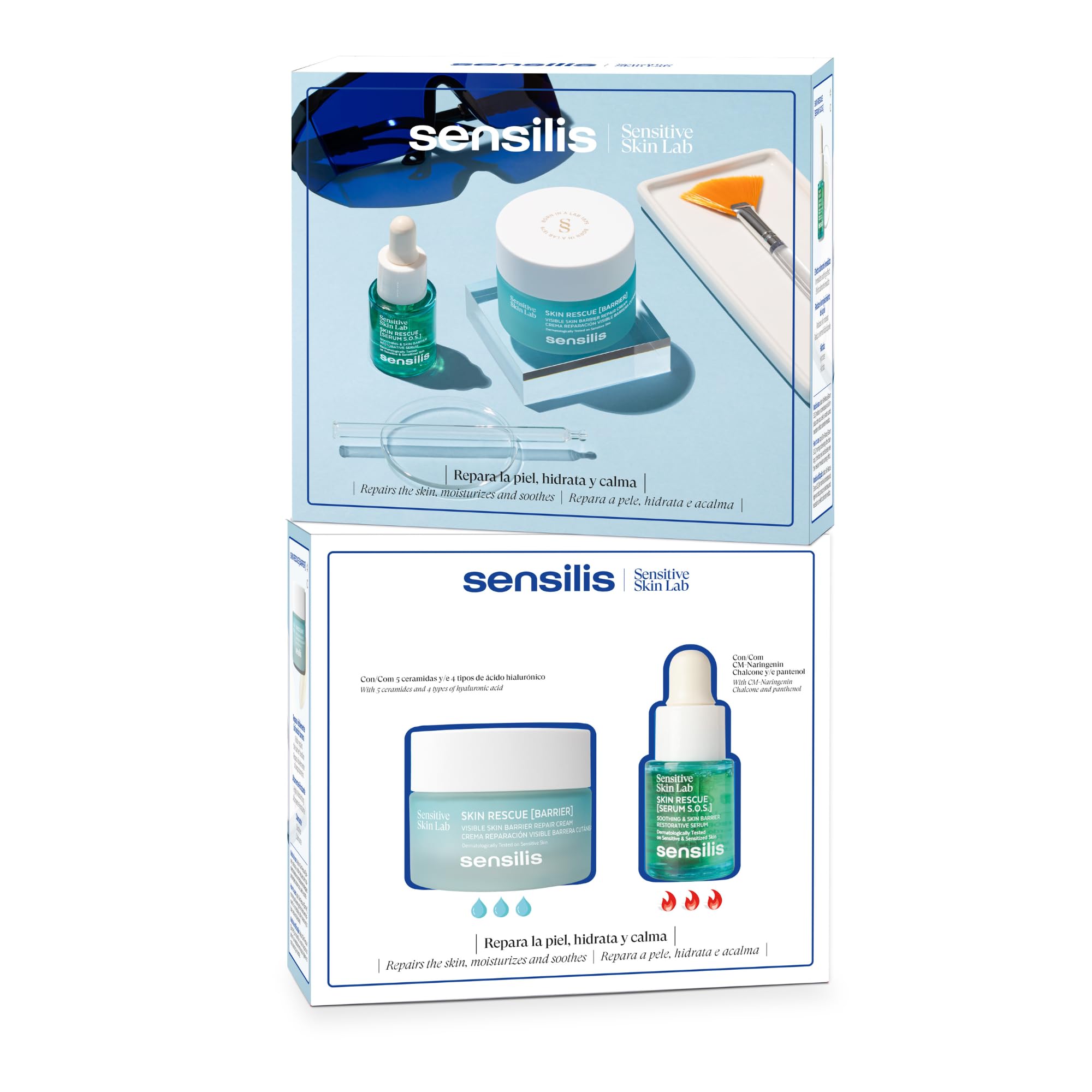 Sensilis - Pack Rescue Barrier, Crema 50 ml y Sérum 15 ml | Calma, Hidrata, Repara, Reduce Rojeces, Rosácea, Cuperosis, Pack Crema y Sérum, Uso Facial, Confort, Piel Sensible