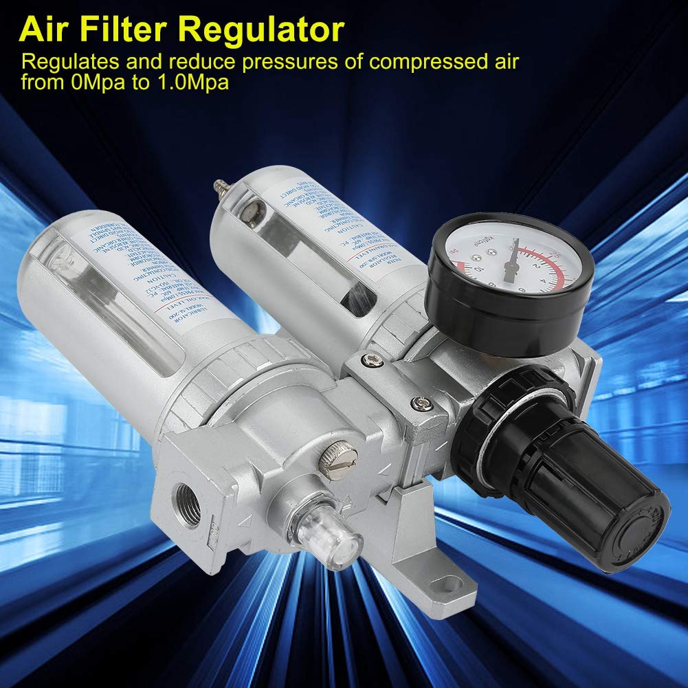 Ausla Filtro Regulador de Agua y Aceite para Compresor de Aire, Lubricador 1/4in NPT, Herramienta Neumática de Aluminio con Presión para de Aire comprimido.