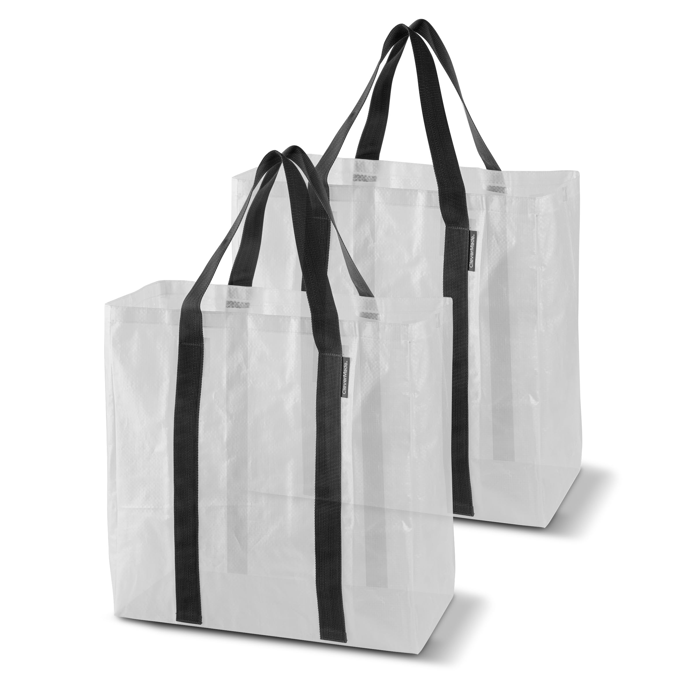 CleverMade Tall Frakta Reusable Grocery Tote - 42L - Pack of 2 - Collapsible Storage Shopping Organizer