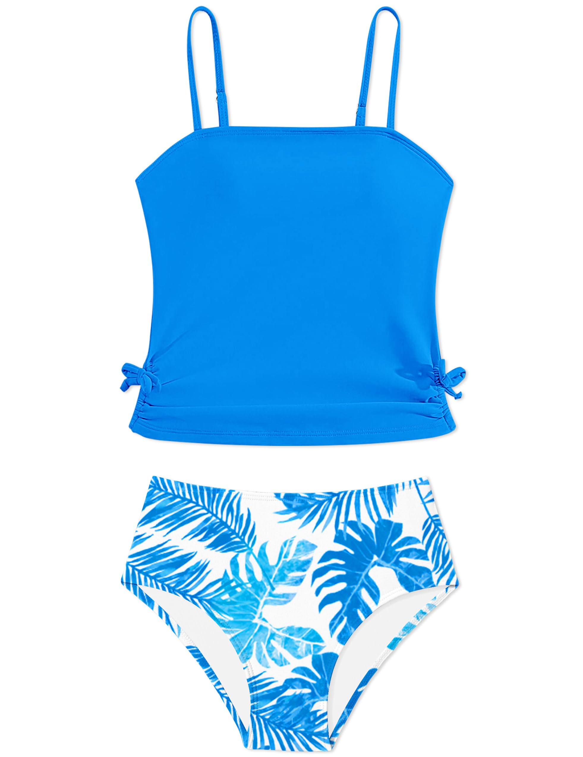 Girls Tankini Swimsuits Two Piece Bathing Suit Drawstring Swimwear Set for Girls 7-18 Years