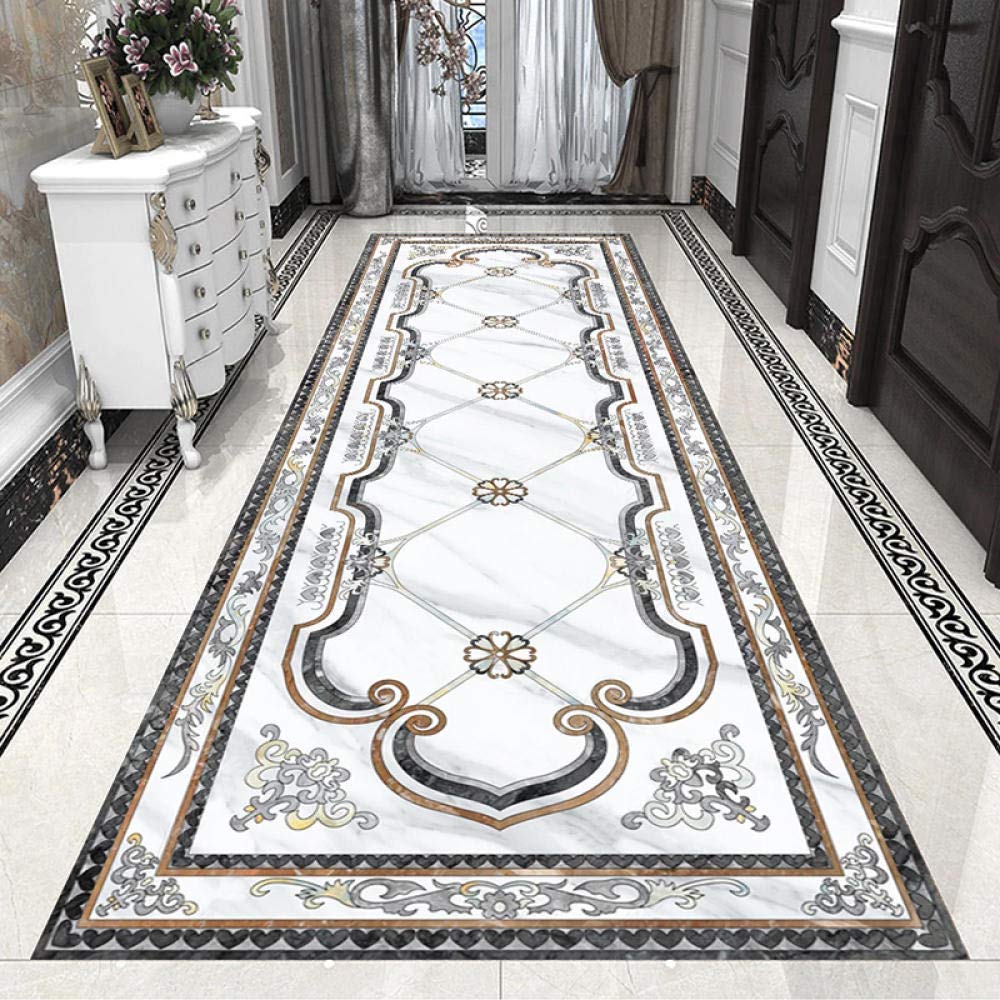 Papel tapiz de piso 3D personalizado Entrada de sala de estar Restaurante Patrón de flor de mármol blanco Etiqueta de suelo Papel tapiz mural Decoración para el hogar-250 * 175cm