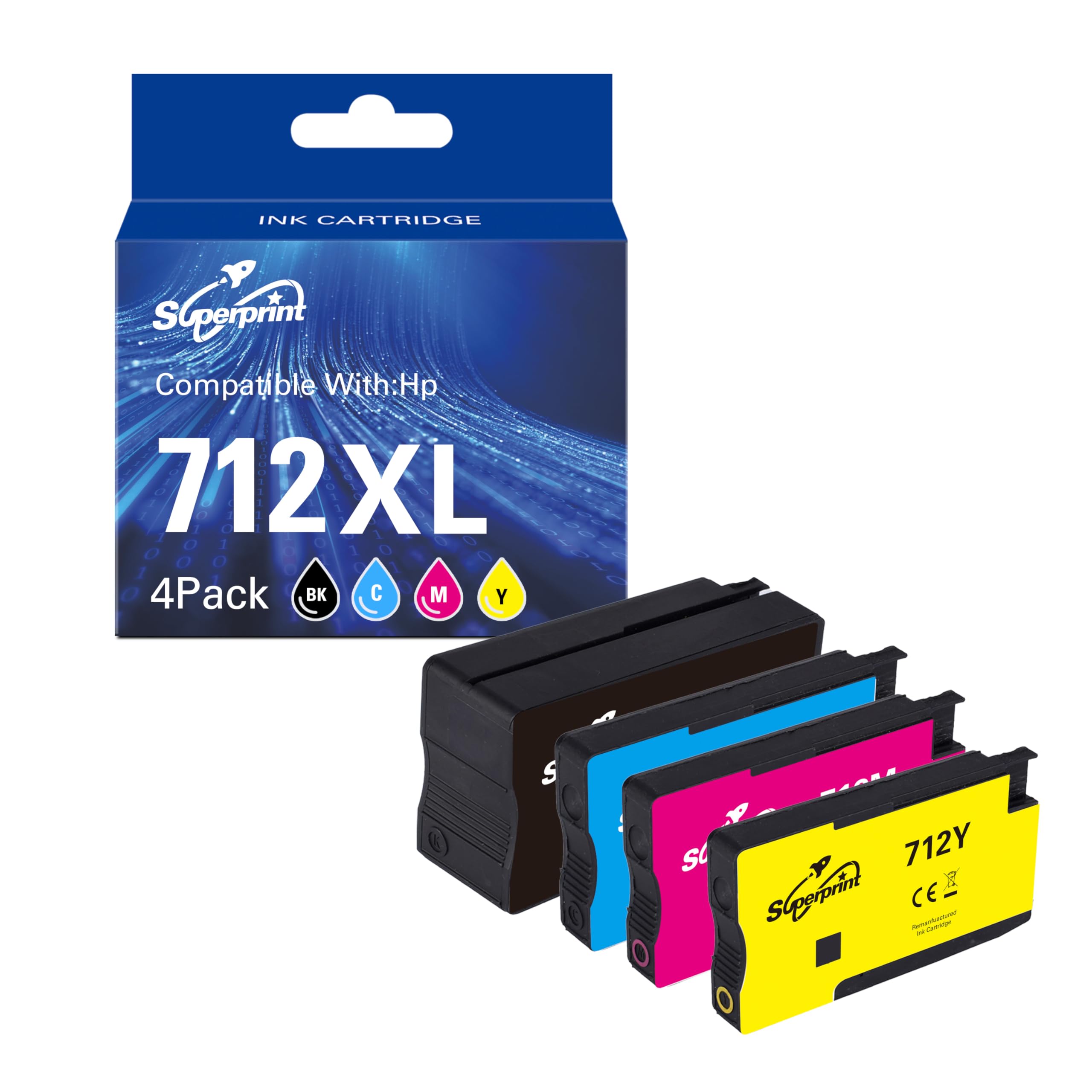 Druckerpatrone Kompatibel für Hp 712XL Ink Cartridges, 4er-Pack