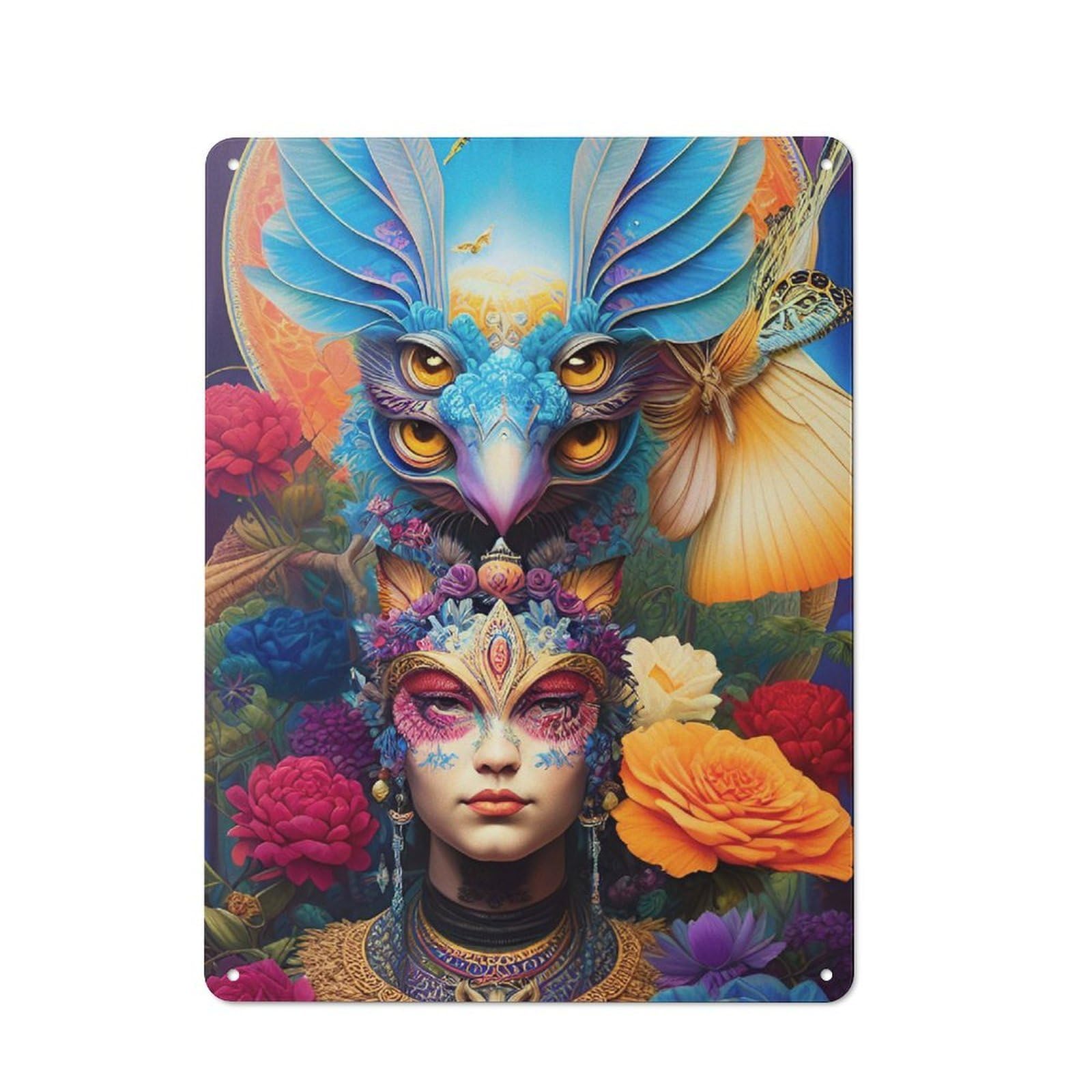Junmoney Style-24 Flying Goddess Retro Metal Wall Decor 40X30cm, Decorative Tin Sign For Kitchen, Hallway, Bar Or Small Cafe