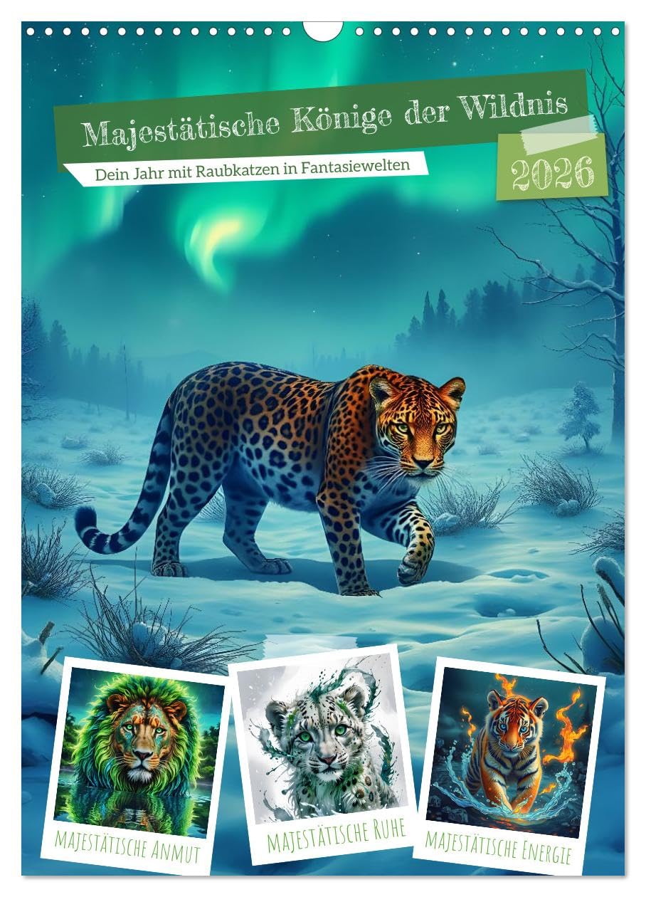 Majestic kings of the wilderness UK-Version (Wall Calendar 2026 DIN A3 Portrait), CALVENDO 12 Month Wall Calendar