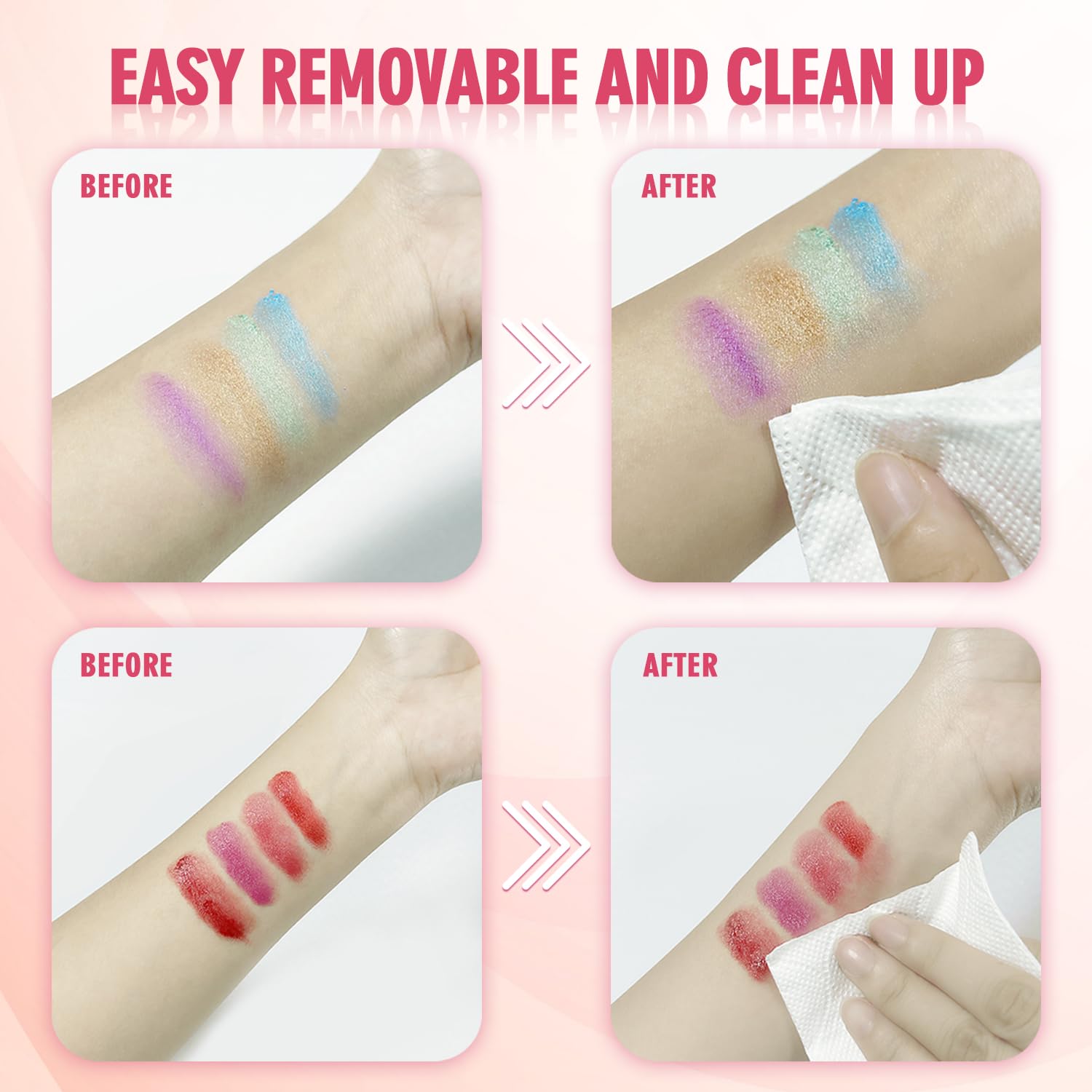 Kit de maquillaje portátil para niñas, lavable, juego de maquillaje con brocha, juego de paleta de maquillaje para adolescentes, juego de regalo en fiesta de cumpleaños de Halloween (33 colores rojo) 3