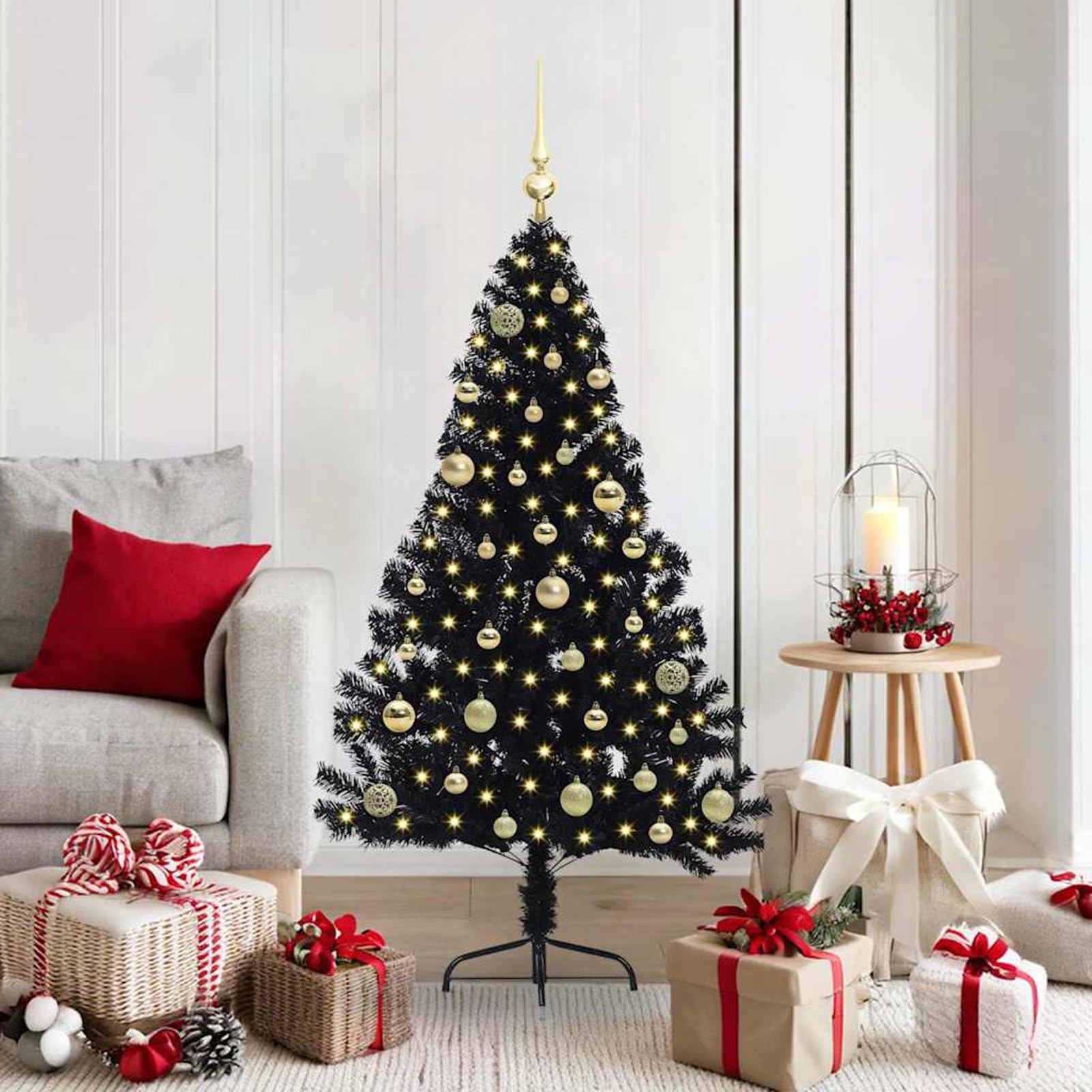 Tidyard Albero di Natale Artificiale con luci Integrate, Albero di Natale Pre-Lit 150 cm PVC con luci LED Calde, Albero di Natale Moderno ed Elegante, per Decorazione Interna o Esterna