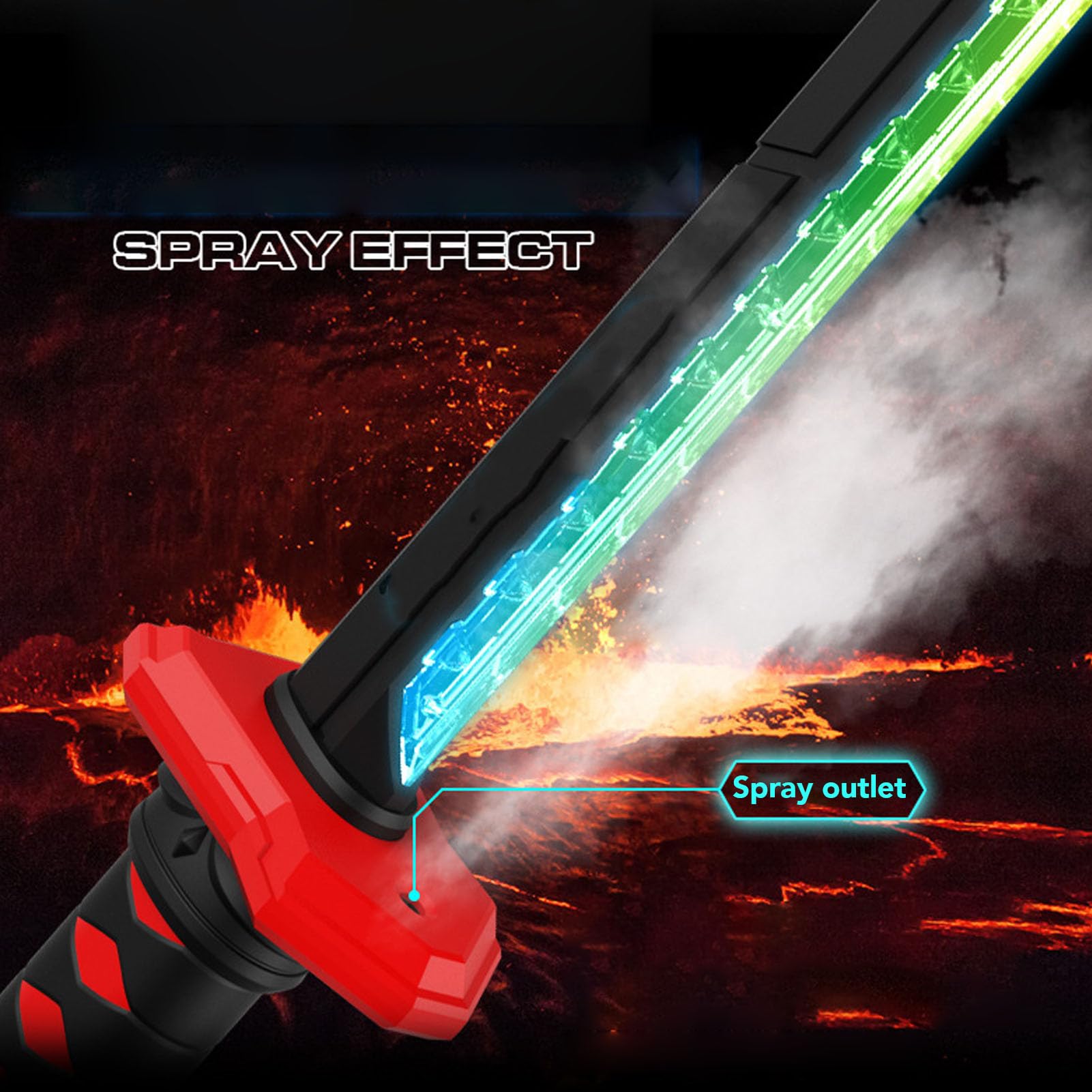 Vikye Spada LED con Nebulizzazione Ed Effetti Sonori per Giochi Interattivi e Cosplay Design High-Tech da 23,23 Pollici