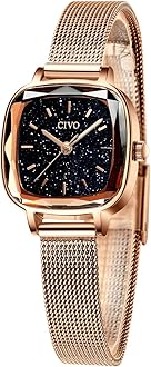CIVO Womens Watches for Small Wrists Waterproof Analog Quartz Square Watch Ultra-Thin Stainless Steel Mesh Strap Fashion Elegant Designer Ladies Wrist Watch for Women