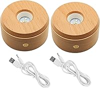 Vista 1 de Base de pantalla LED de madera, soporte de exhibición giratorio, base redonda iluminada de madera, 8 modos de iluminación, soporte de luces LED