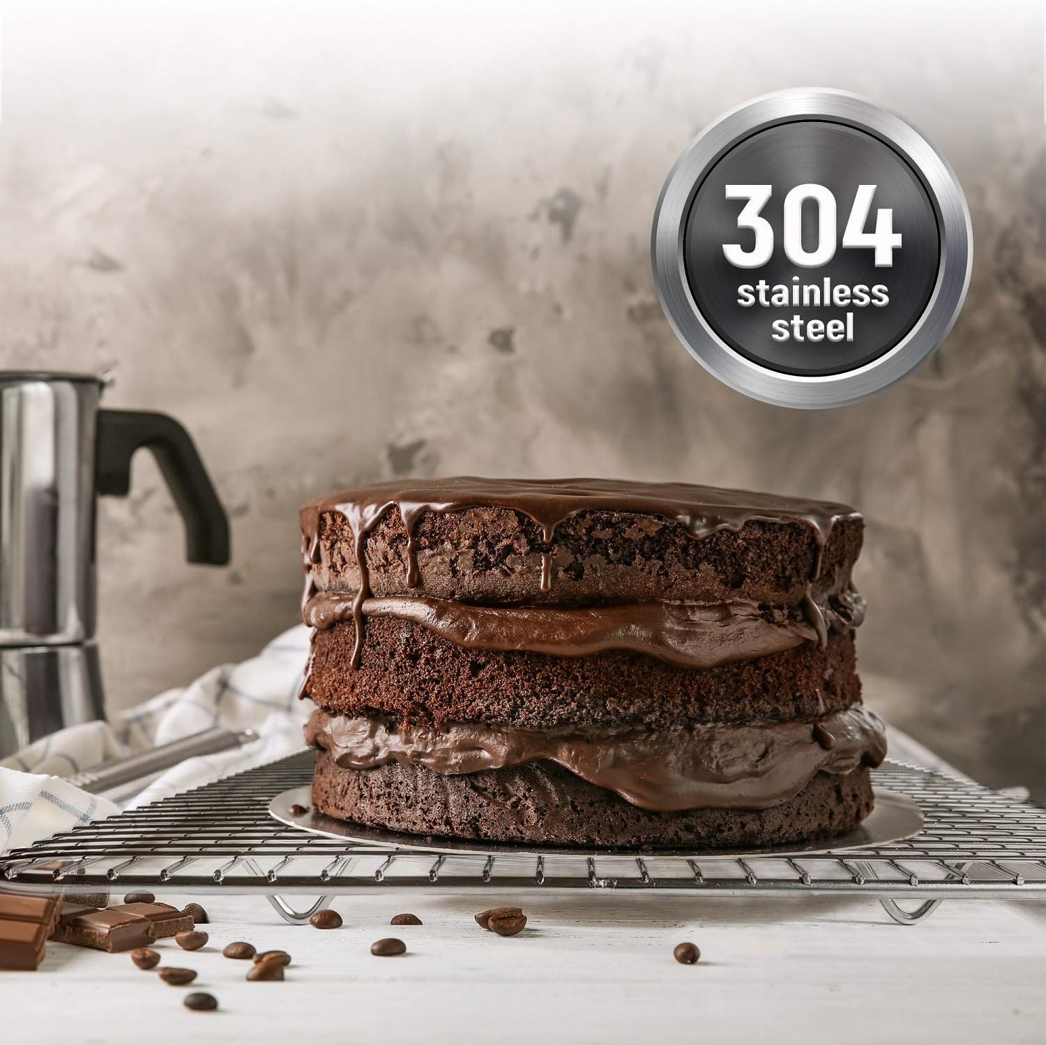 KITCHENATICS 100% Stainless Steel Cooling Rack fits Jelly Roll Pan, Rust Proof Baking Rack & Oven Rack w/Thick Wire Grid, Roasting Rack for Cooking - Oven, Grill & Dishwasher Safe, Patented 10” x 15”: Home & Kitchen