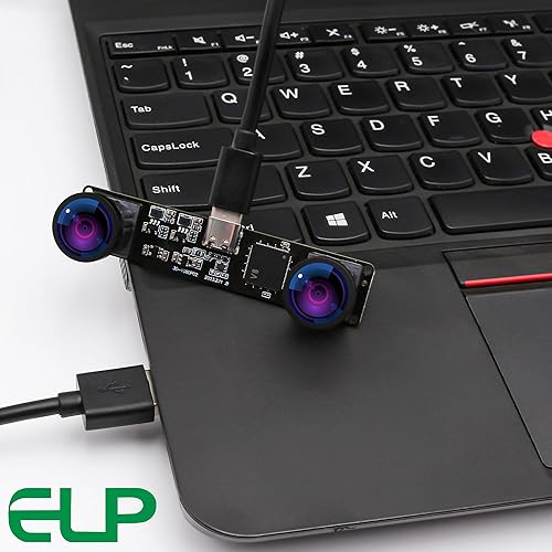 Miniatura 5 de ELP Cámara USB de doble lente de 4 MP, gran angular, 1080P 60 fps, Lightburn, mini UVC USB2.0 grabador láser módulo de cámara para computadora y