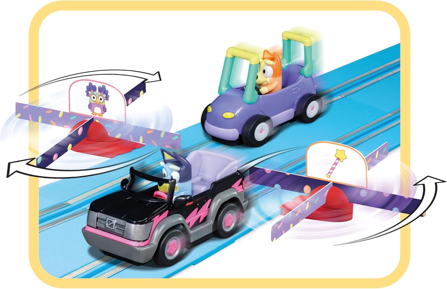 Bluey & Bingo Race 2.4 m Race Track Set I 2 Remote Controlled Vehicles with Bluey and Bingo I with Hand Controller & Track Parts I Toy for Children from 3 Years