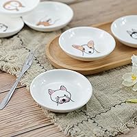 Vista 4 de SOCOSY Plato de Salsa de Cerámica con Patrón de Animales de Dibujos Animados Súper Lindos/Plato de Condimentos/Tazón para Salsa de Soja