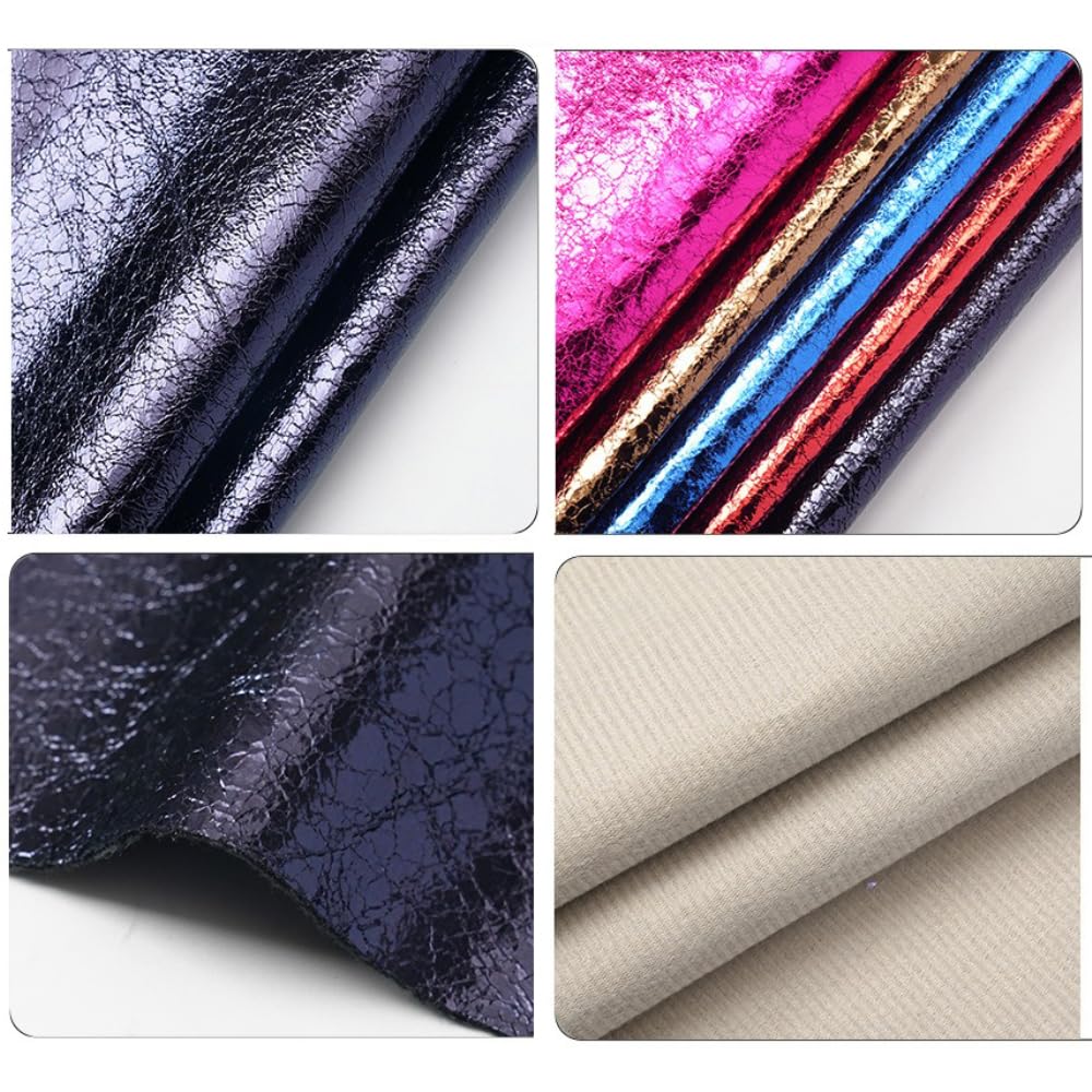 200 cm x 140 cm, grosor de 0,5 mm, brillante piel sintética de poliuretano con efecto metálico y estructura crackle, tela decorativa, reflectante de imitación para manualidades, bolsos