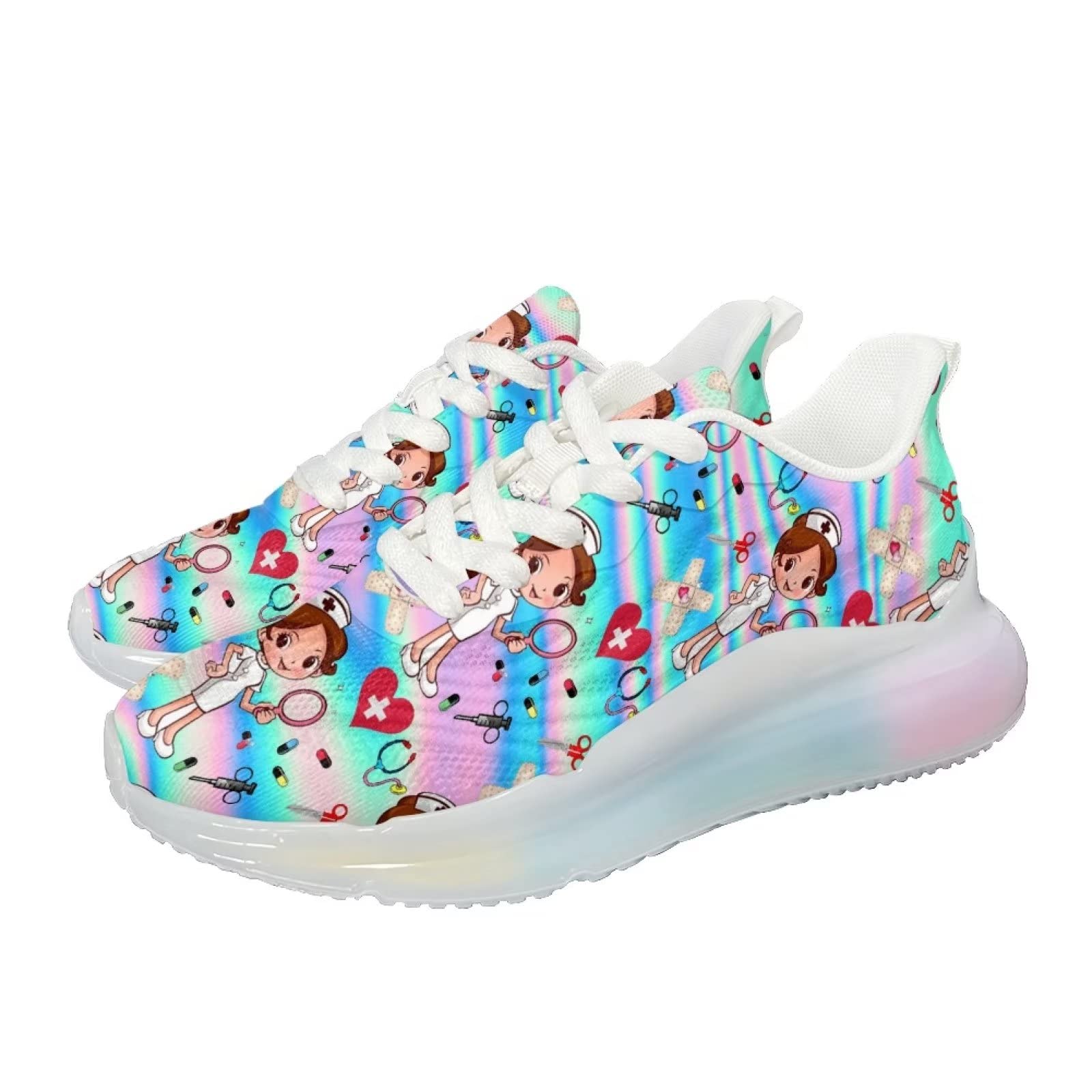 Buty sportowe damskie sportowe sportowe wsuwane trampki damskie buty treningowe oddychające lekkie buty do biegania, Pielęgniarka 17, 39 EU