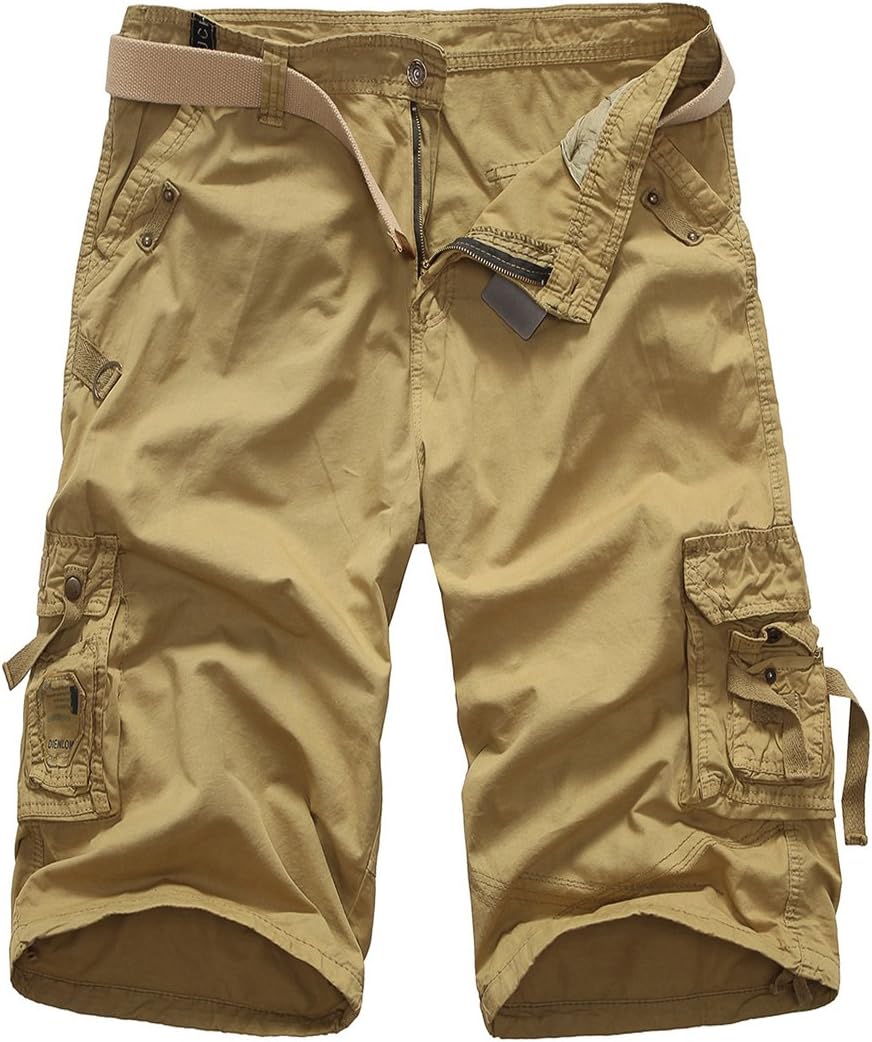 Men's Cargo Shorts Relaxed Fit with Multi Pockets (30, Khaki)