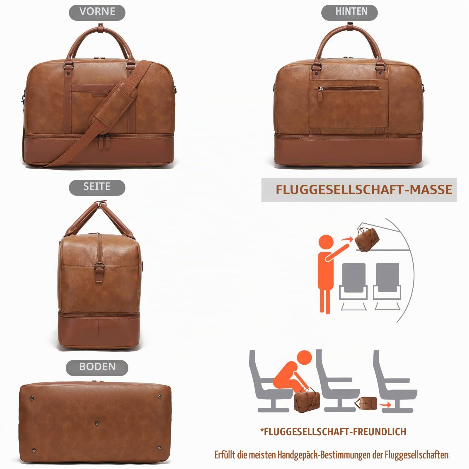 Wogarl Weekender Bag für Damen und Herren, große Übernachtungstasche, Reisetasche