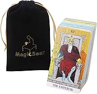Vista 5 de MagicSeer Tarjetas de tarot, 78 piezas de baraja grande duradera sin bordes para principiantes y expertos, tinta premium e impresión precisa, bolsa
