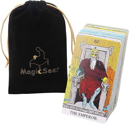 Miniatura 5 de MagicSeer Tarjetas de tarot, 78 piezas de baraja grande duradera sin bordes para principiantes y expertos, tinta premium e impresión precisa, bolsa