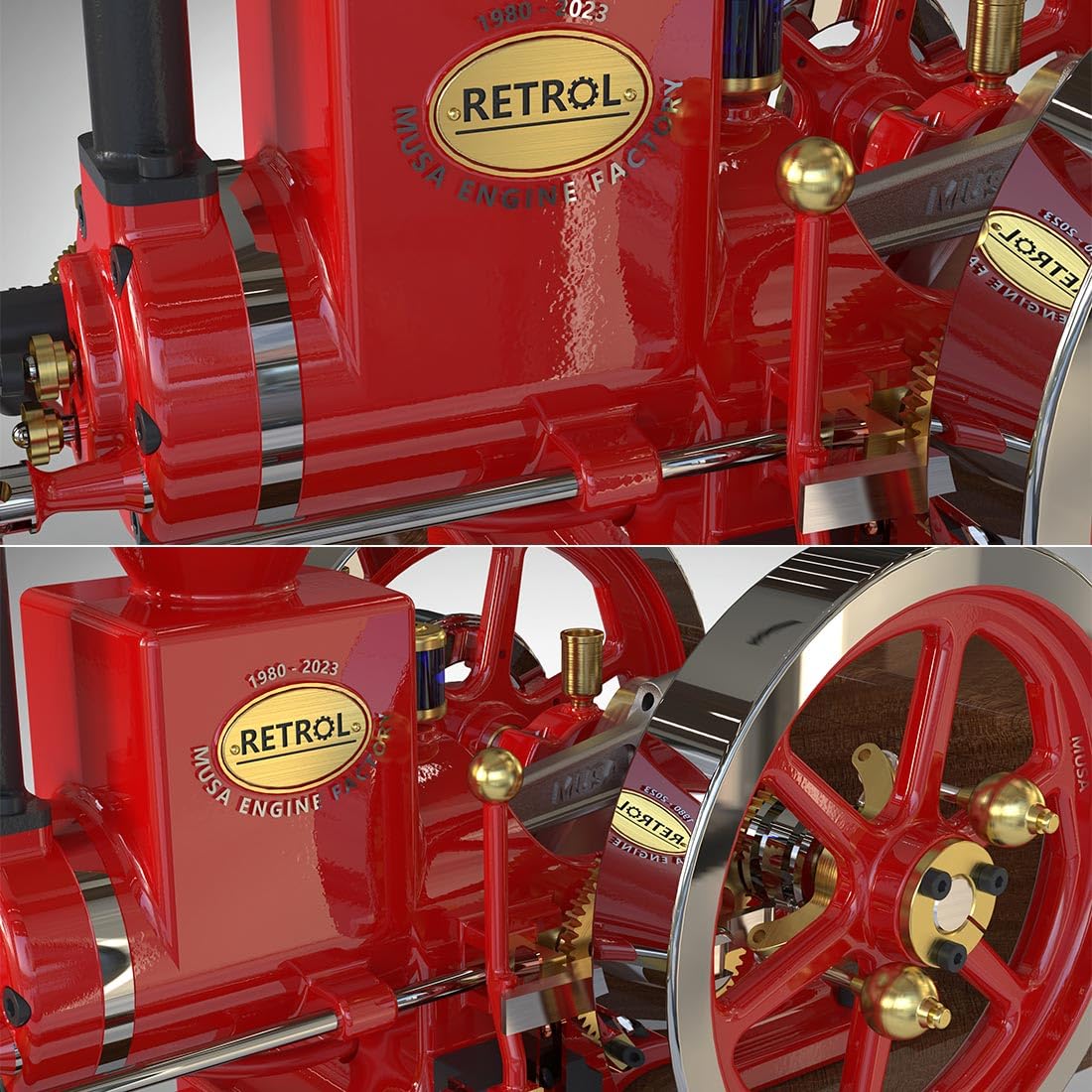 RETROL ENGINE HM-01 model silnika spalinowego dla dorosłych, silnik 7 cm³, 4-suwowy, poziomy i model silnika spalinowego Miss (wersja KIT)