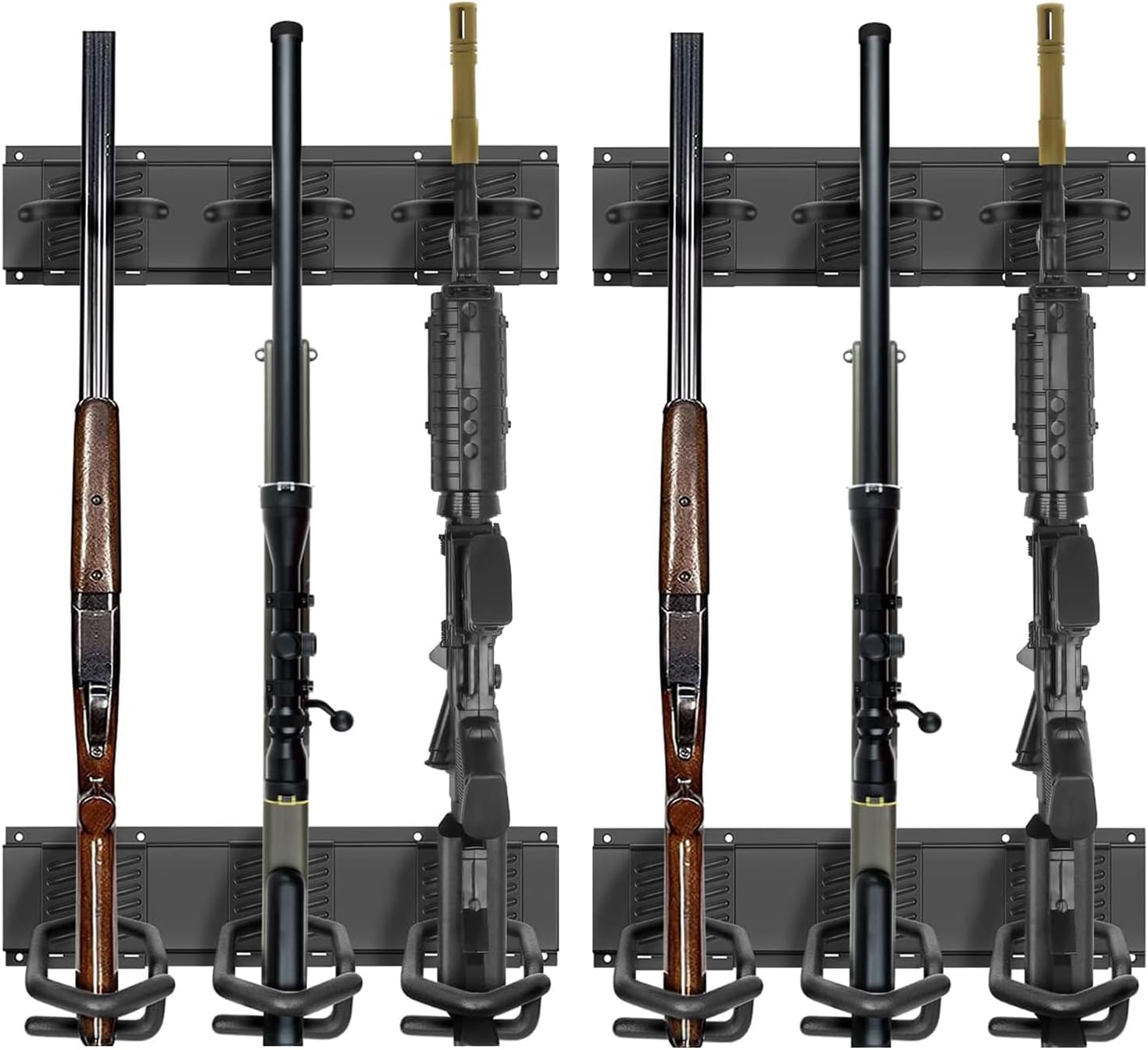 XDOVET 4/6/8/12/16 Slot Gun Rack for Wall, Adjustable Indoor Wall Mount Gun Rack, Heavy Duty Steel Vertical Gun Display Suitable for Rifles, Shotguns and Sniper Rifles Storage