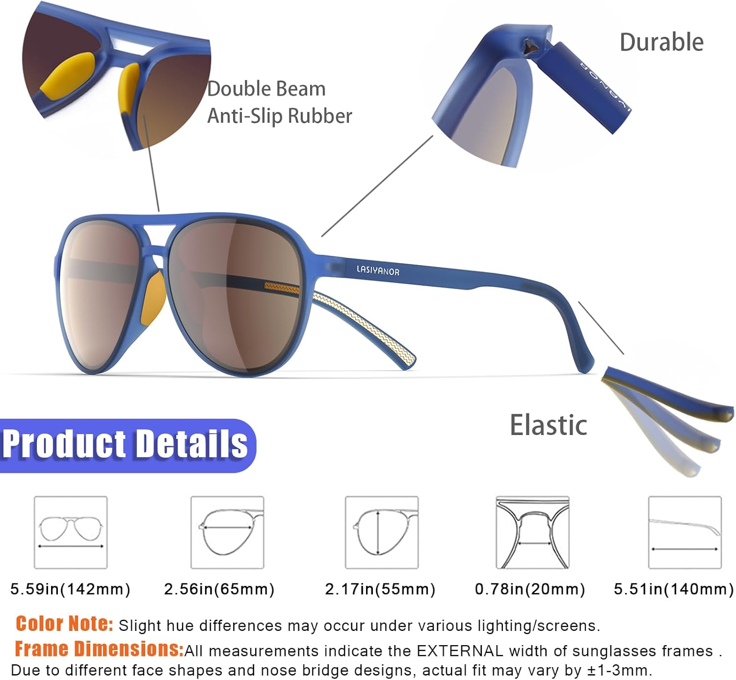 Lightweight TAC Polarized Tinted Classic Vintage Retro 70s Sunglasses, TR-90 Frame for Women Men, UV 400 Protection - Image 3