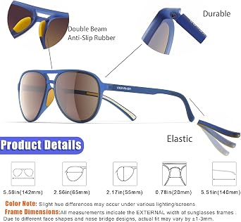 Lightweight TAC Polarized Tinted Classic Vintage Retro 70s Sunglasses, TR-90 Frame for Women Men, UV 400 Protection