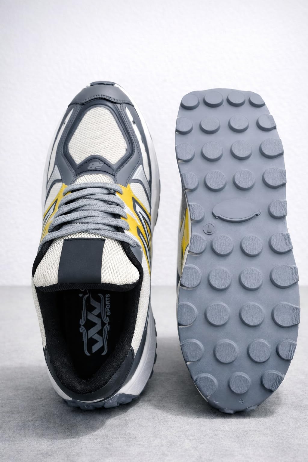 AUSTRICH Athletic Running Shoes, Breathable Mesh Upper with Responsive Cushioning, Durable Grip Outsole, White Grey Yellow (UK Footwear Size System, Adult, Men, Numeric, Medium, 8) 4