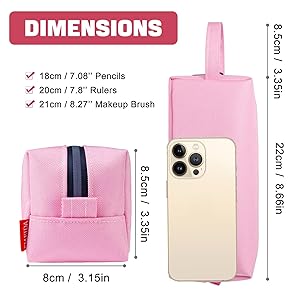Fmeida Pink Pencil Case Aesthetic Large Capacity Pencil Case Portable Pencil Bag with Handle Cute Stationery Pen Bag Pouch Organizer for School Office Travel