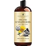 Handcraft Blends USDA Organic Sunflower Oil - Cold-Pressed 16 Fl Oz - 100% Pure and Natural - Premium Grade Carrier Oil for Skin and Hair - Hair and Body - Massage - Hexane-Free