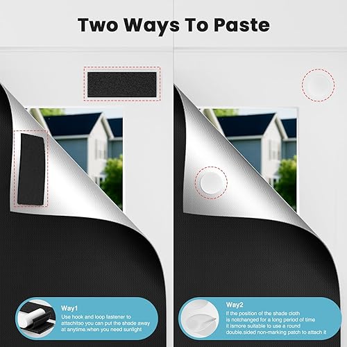 Miniatura 6 de Cortinas 100% opacas para dormitorio, 71 x 57 pulgadas, persianas opacas portátiles con pestañas de gancho y bucle adhesivas, persianas opacas
