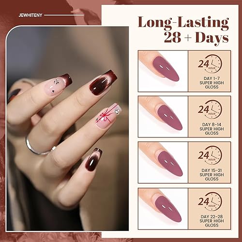 Miniatura 7 de JEWHITENY Kit de extensión de uñas de polietileno con lámpara LED, 14 colores transparente, rosa, rojo, azul, nude, constructor de gelatina, juego