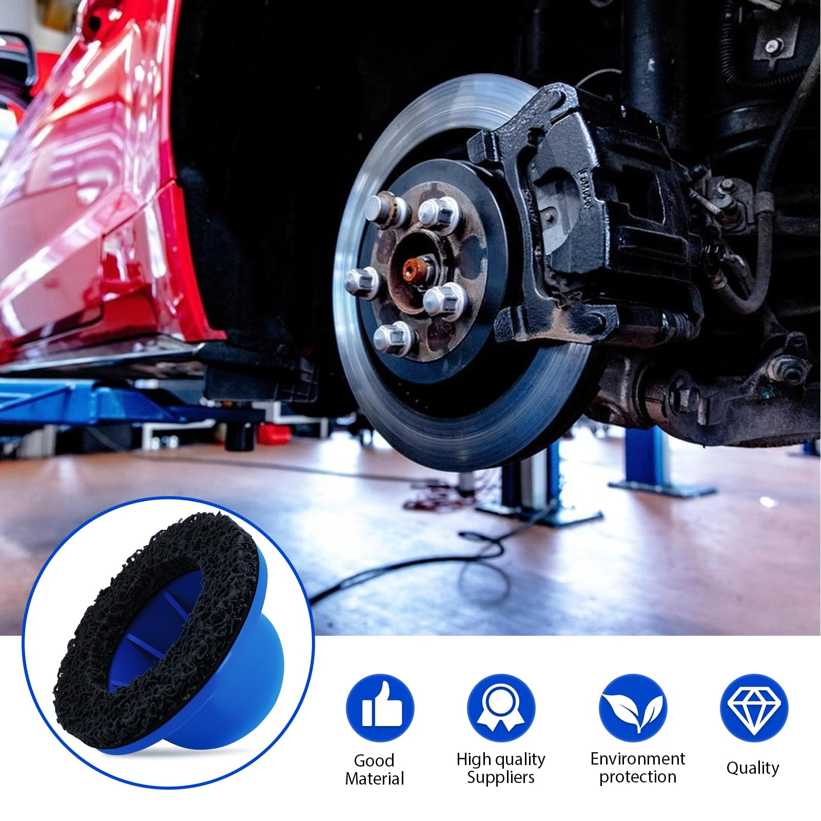 Smerigliatrice per mozzi auto, smerigliatrice a testa sferica con asta adattatore per cacciavite da 1/2", diametro interno 90 mm, diametro esterno 150 mm, spazzola per cambio cerchioni, mozzo della