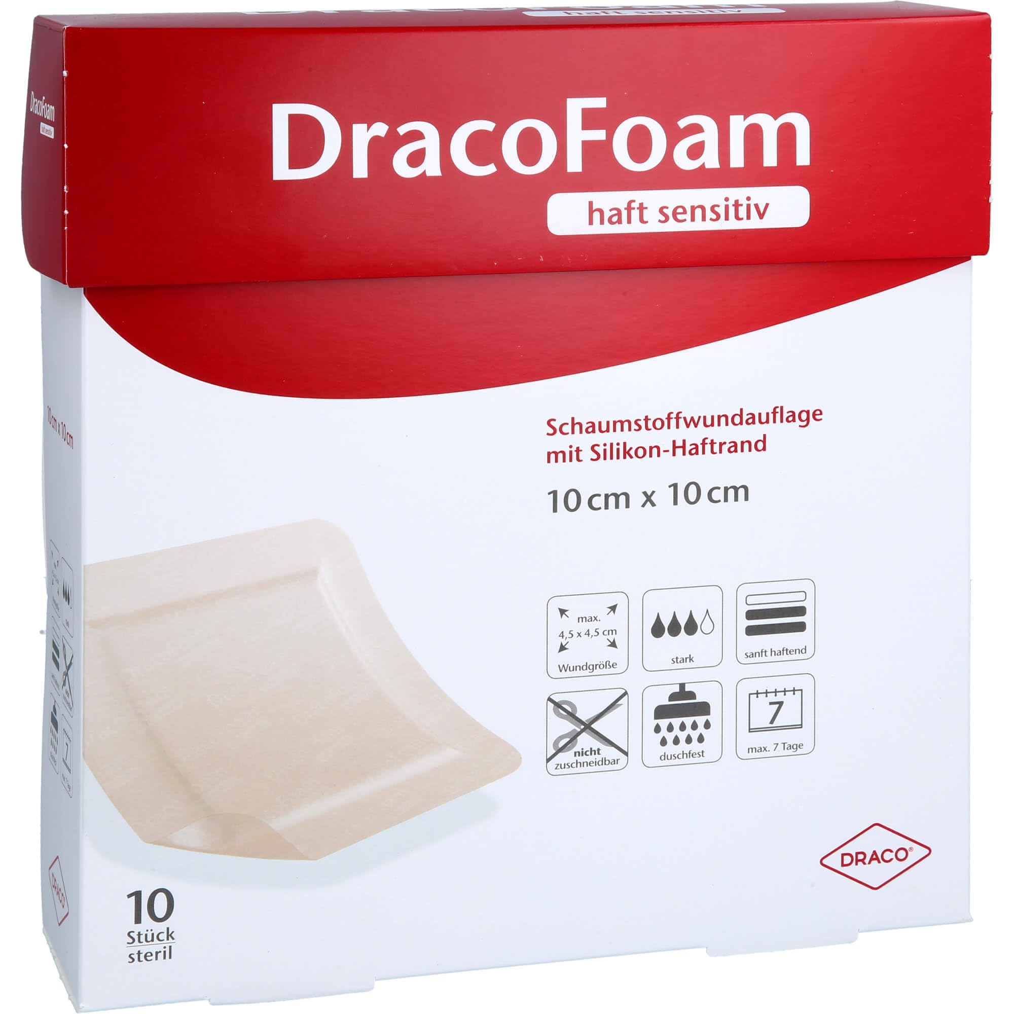 DRACOFOAM Haft sensitiv Schaumst.Wund.10x10 cm 10 St