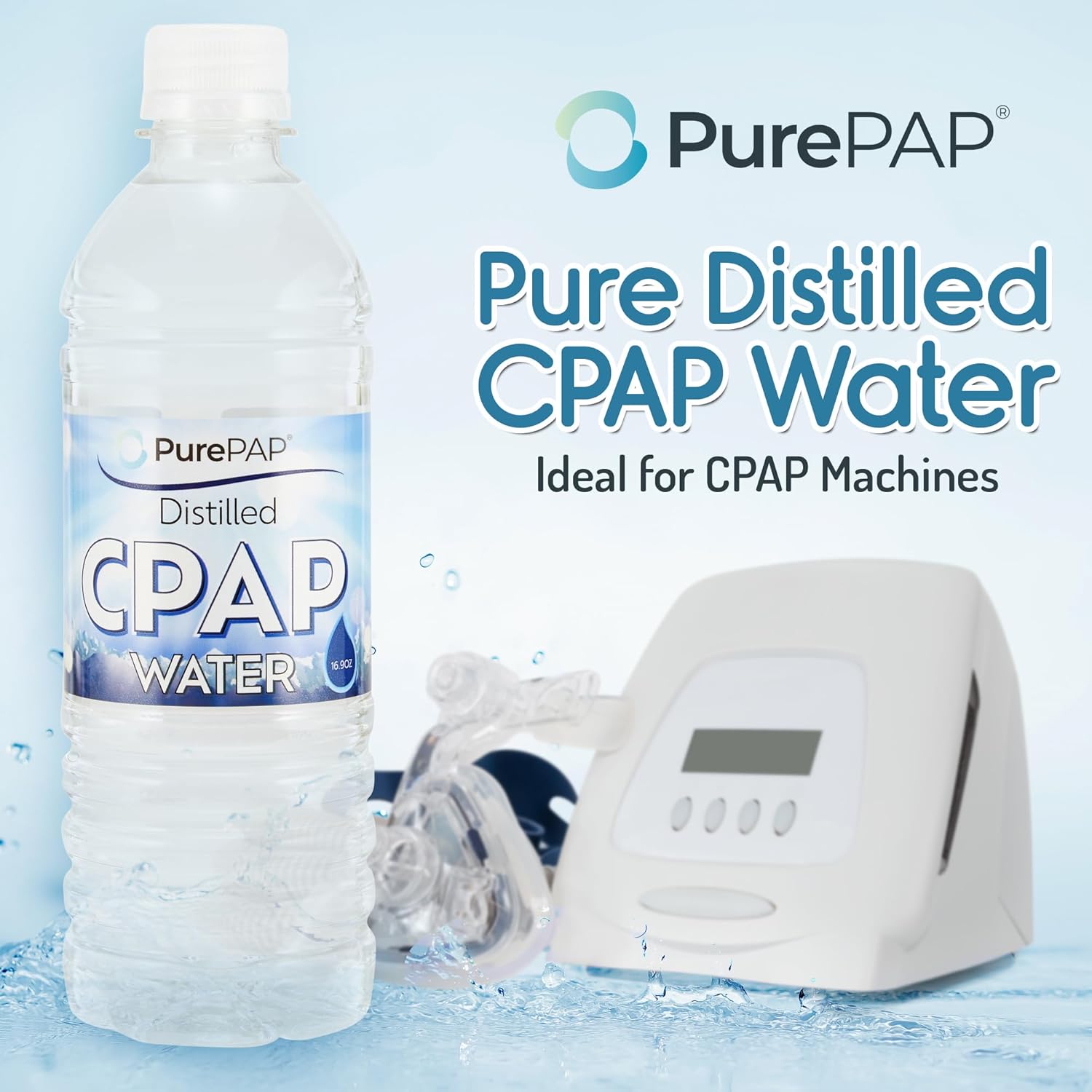 Pure Distilled CPAP Water - 6-Pack of 16.9oz Bottles Distilled Water - Travel CPAP Water for CPAP Machine Humidifier