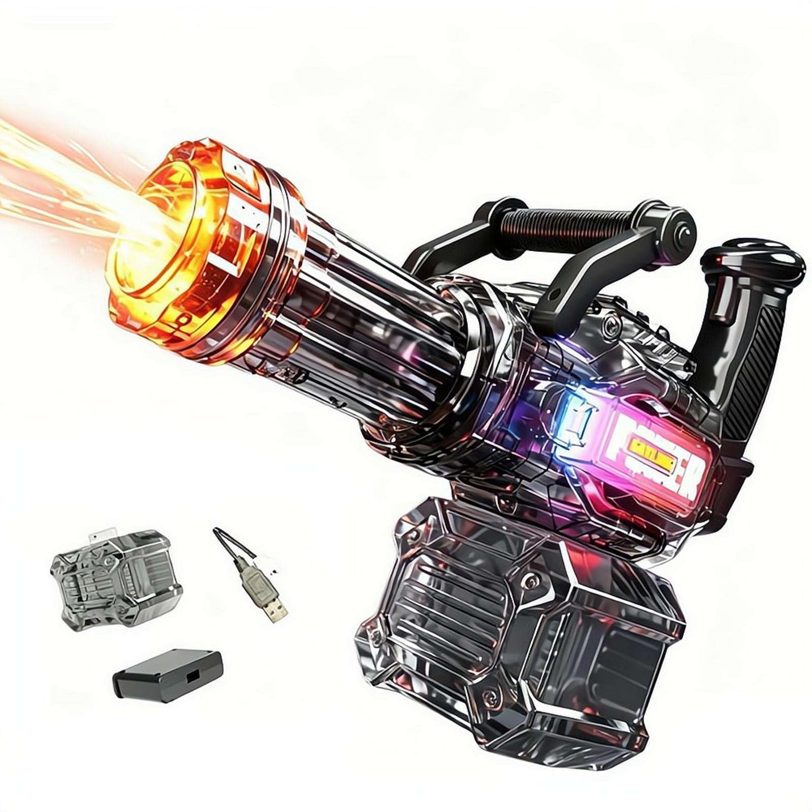 Motorized Water Blaster Toy, Automatic Electric Water Gun with LED Rainbow Light, 32.8 Ft Long Range Summer Outdoor Pool Toy, Rechargeable Battery Water Blaster for Kids Teens Adults